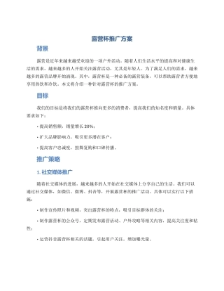 露营杯推广方案