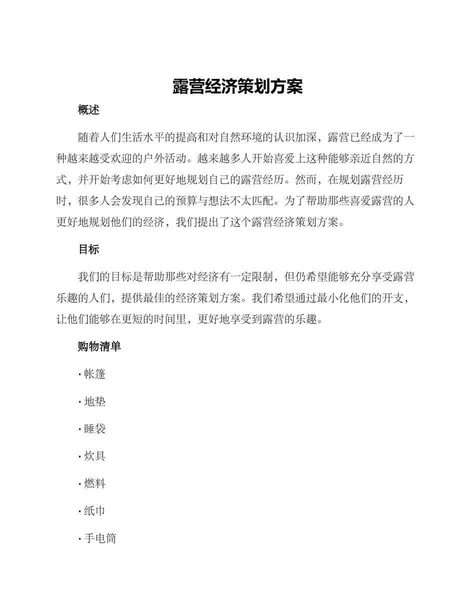 露营经济策划方案_第1页