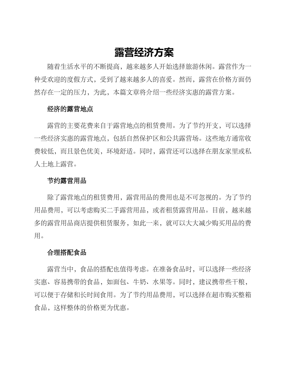 露营经济方案_第1页