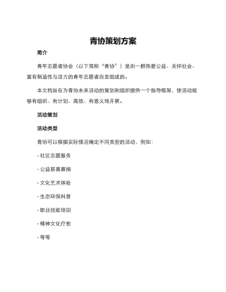 青协策划方案