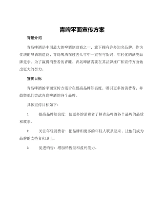 青啤平面宣传方案