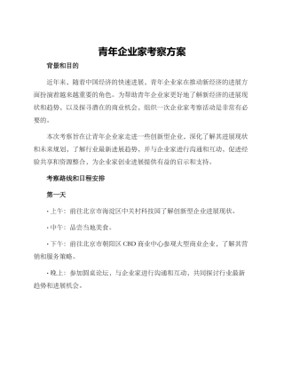 青年企业家考察方案