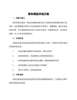 青年典型评选方案