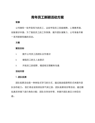 青年员工新颖活动方案