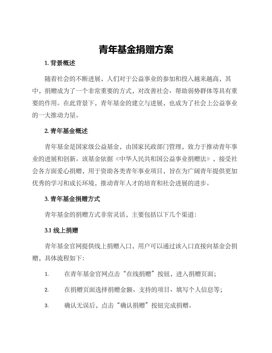 青年基金捐赠方案_第1页