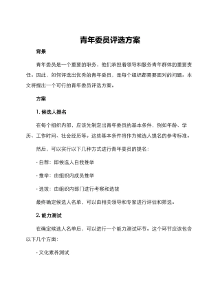 青年委员评选方案