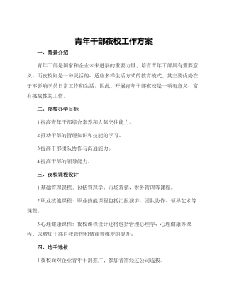 青年干部夜校工作方案