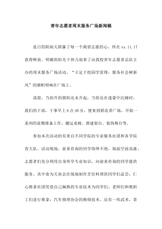 青年志愿者周末服务广场新闻稿