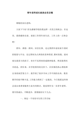 青年教师成长座谈会发言稿