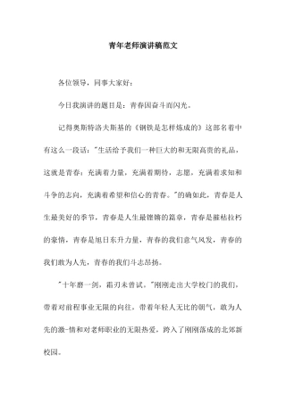青年教师演讲稿范文