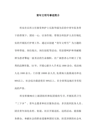 青年文明号事迹简介