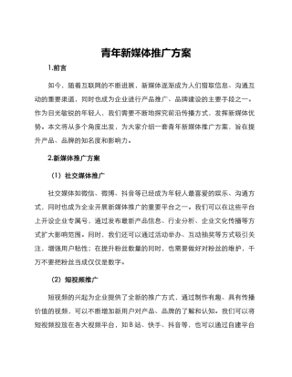 青年新媒体推广方案