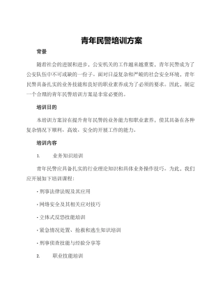 青年民警培训方案