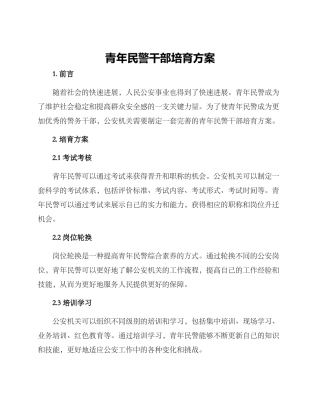 青年民警干部培养方案