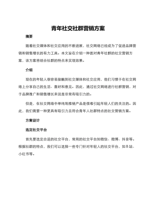 青年社交社群营销方案