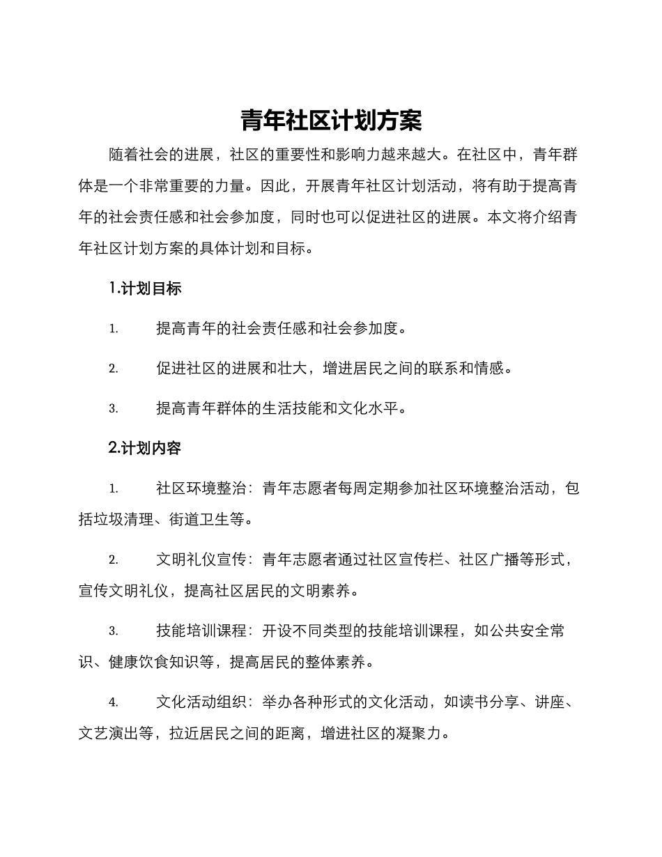 青年社区计划方案_第1页
