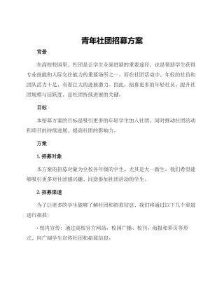 青年社团招募方案