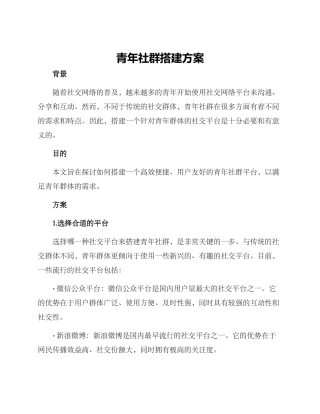 青年社群搭建方案