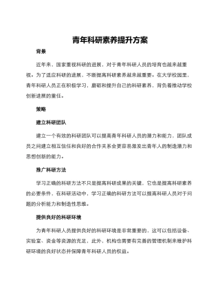 青年科研素质提升方案