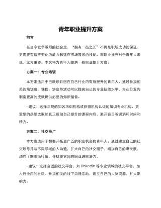 青年职业提升方案