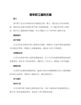 青年职工福利方案