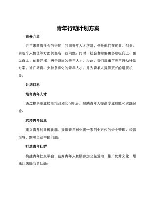 青年行动计划方案