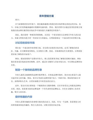 青年营销方案