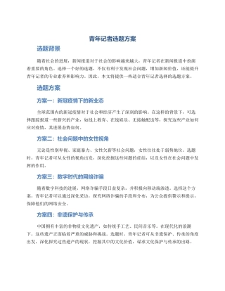 青年记者选题方案