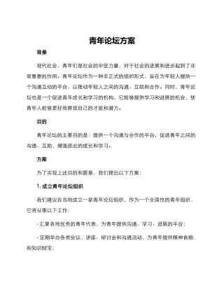 青年论坛方案