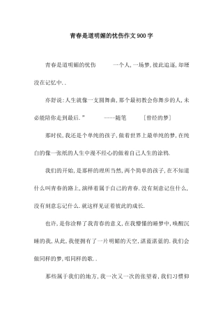 青春是道明媚的忧伤作文900字