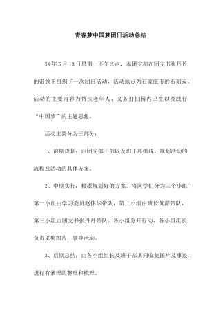 青春梦中国梦团日活动总结
