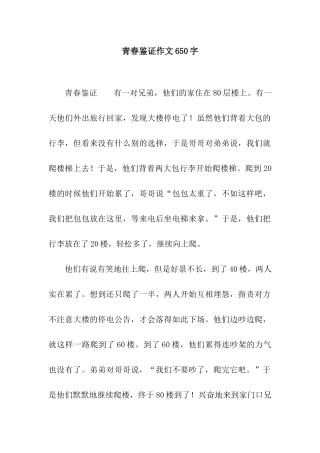 青春鉴证作文650字