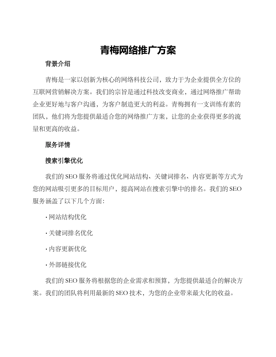青梅网络推广方案_第1页