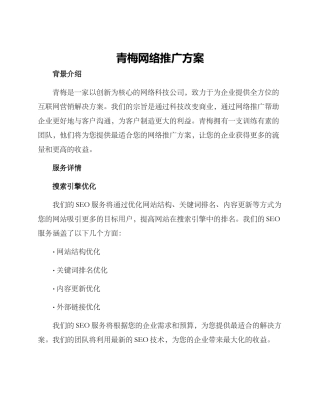青梅网络推广方案