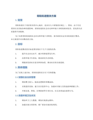 青阳街道整改方案