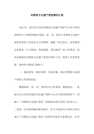 非物质文化遗产普查情况汇报