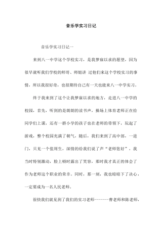 音乐学实习日记
