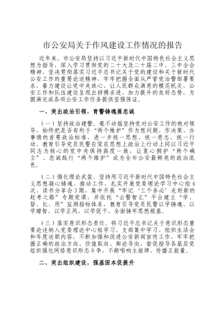 市公安局关于作风建设工作情况的报告