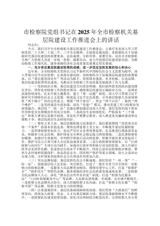 市检察院党组书记在2025年全市检察机关基层院建设工作推进会上的讲话