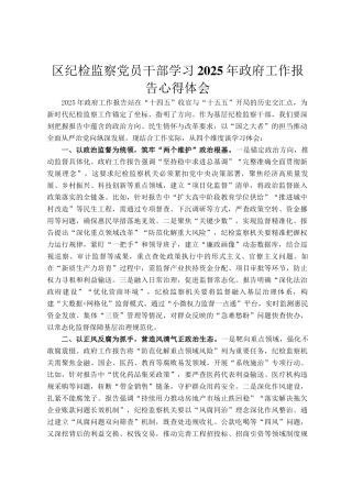 区纪检监察党员干部学习2025年政府工作报告心得体会