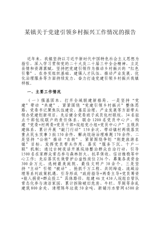 某镇关于党建引领乡村振兴工作情况的报告