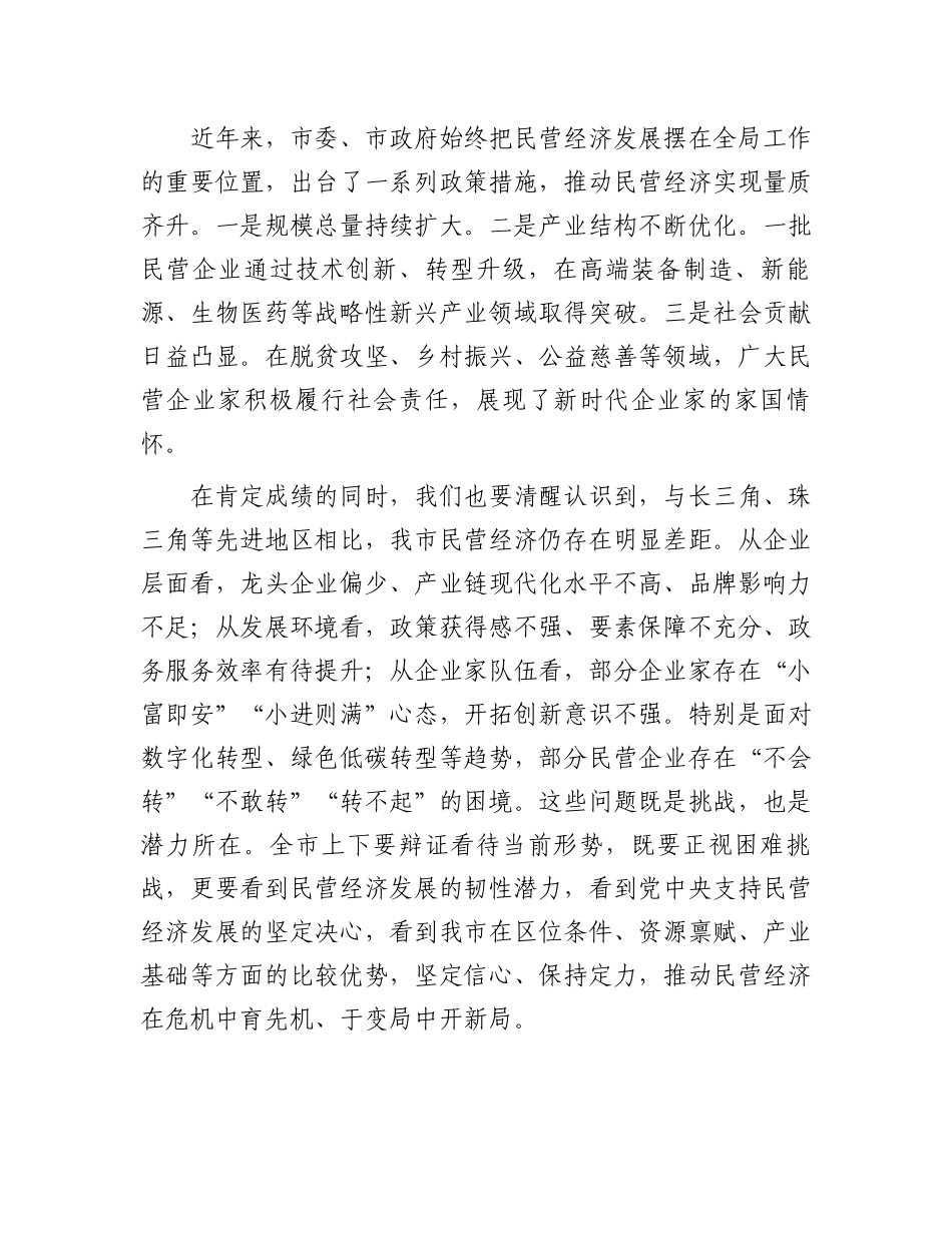 市委书记在坚持和落实“两个毫不动摇”促进民营经济健康发展高质量发展会议上的讲话_第3页