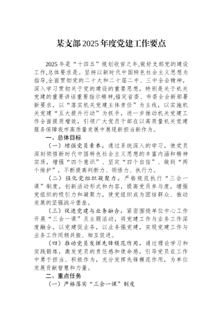 某支部2025年度党建工作要点