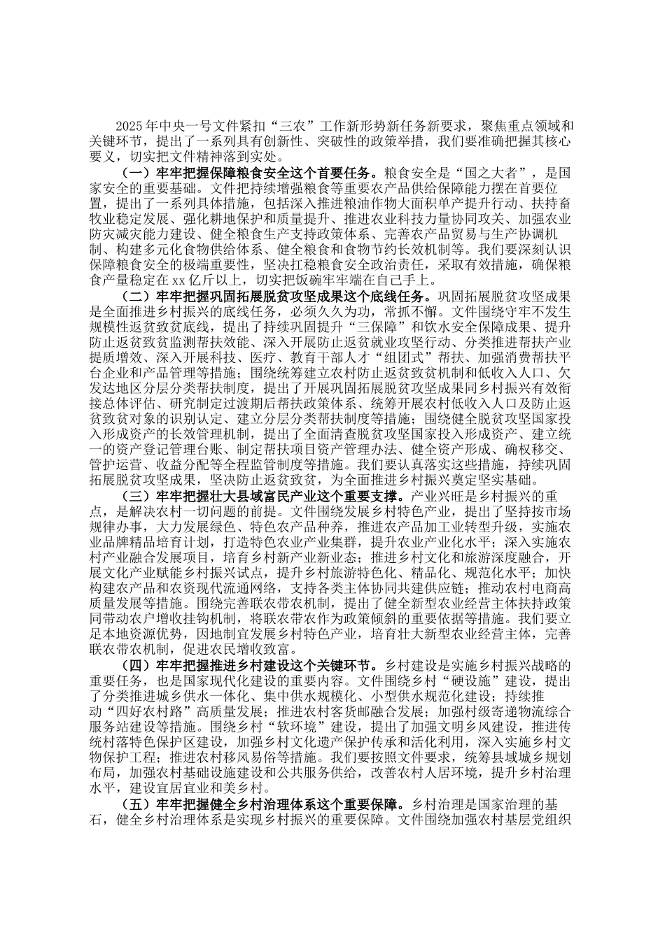 市委书记在学习2025年中央一号文件精神专题会上的研讨发言材料_第2页