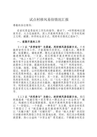 试点村移风易俗情况汇报