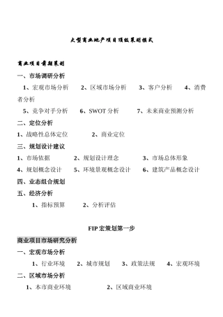 大型商业地产项目策划模式