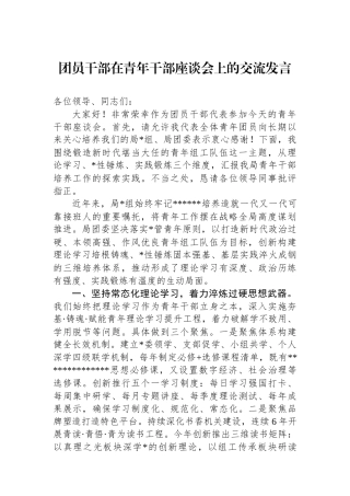 团员干部在青年干部座谈会上的交流发言
