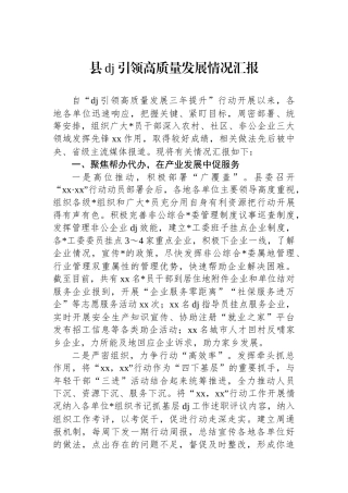 县党建引领高质量发展情况汇报