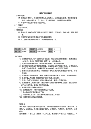 连锁酒店管理公司综合管理制度