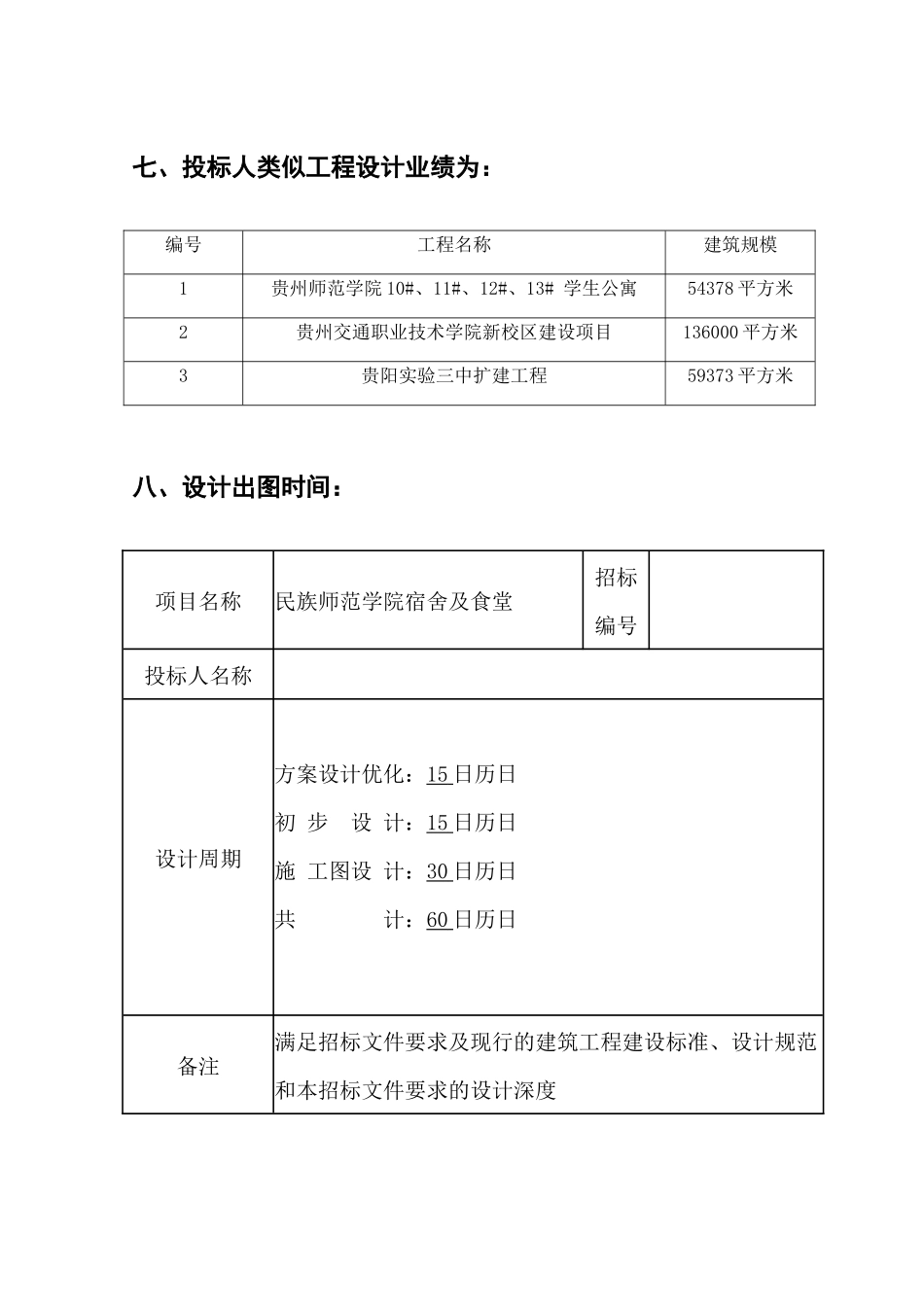 民族师范学院宿舍及食堂设计招标资料_第1页